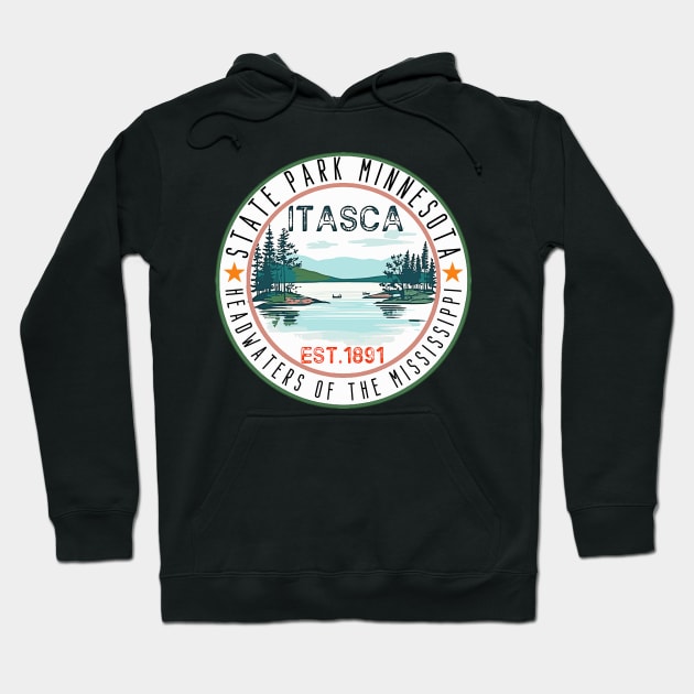 mississippi river,Funny Itasca State Park Minnesota Vintage Travel Decal Hoodie by masterpiecesai